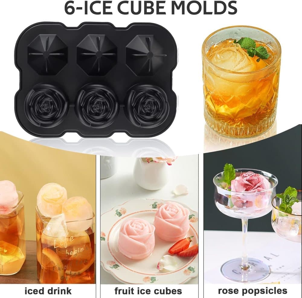 1 piece BPA-free reusable ice cube tray with lid for round ice balls, 6 compartment - Image 5