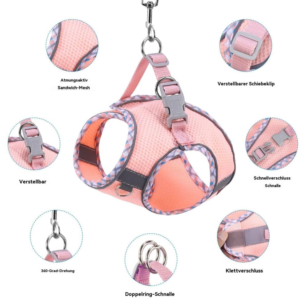 Reflective Adjustable Dog and Cat Harness with Leash, Soft Secure Fit, S, Purple - Image 2