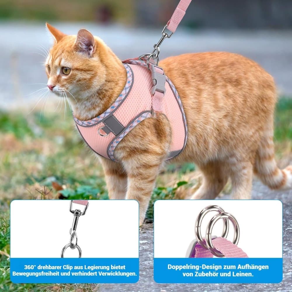 1 Adjustable Dog and Cat Harness with Leash, Reflective Soft Secure Fit, M, Light Blue - Image 5