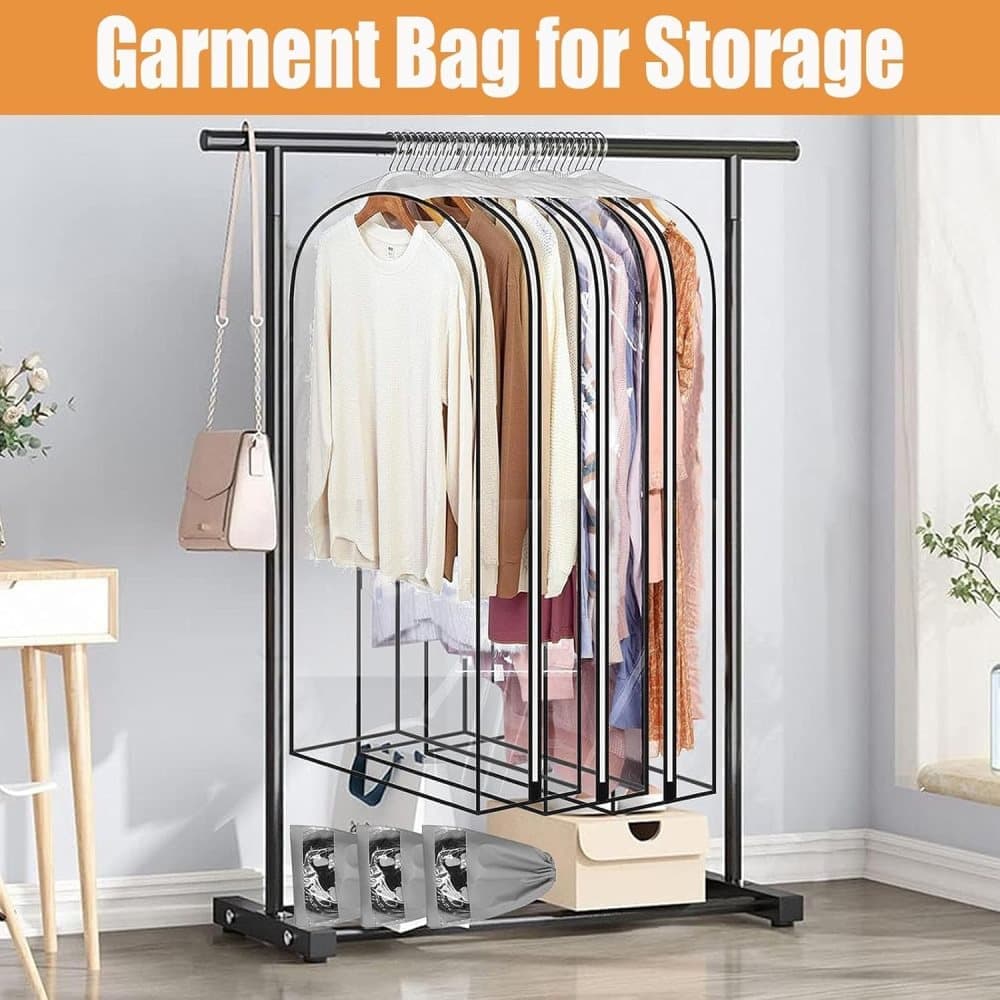 3-pack Transparent PEVA Clothes Cover with Zipper, Dustproof Garment Storage Bag for Wardrobe, 60 x 25 x 110cm - Image 4