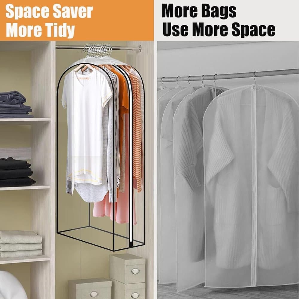 3-Pack Transparent Dustproof Garment Storage Bags with Zipper for Wardrobe, PEVA, 60 x 25 x 130cm - Image 2
