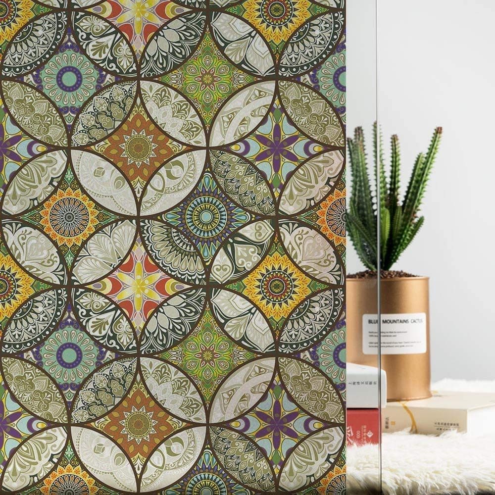 2 Static Cling-Free Decorative Window Film with Stained Glass Effect, Self-Adhesive Frosted Privacy Protection Film, 45cm x 200cm - Image 2
