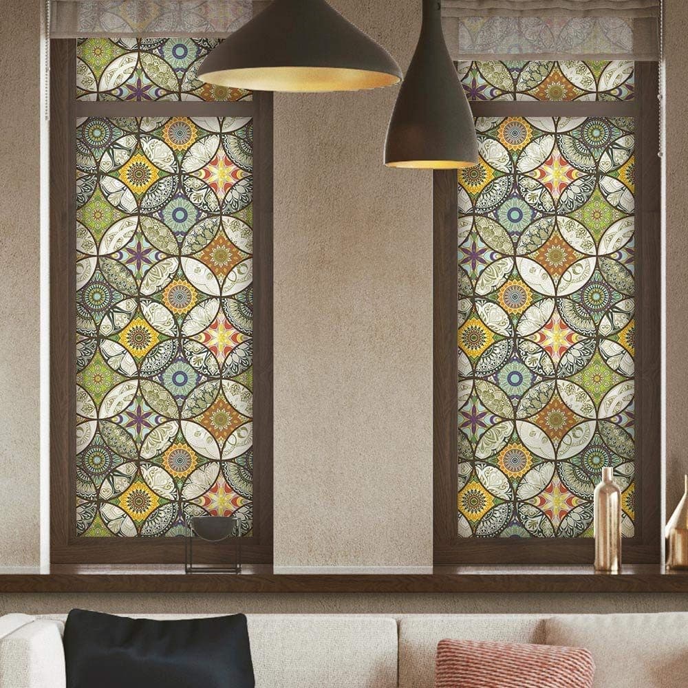 2 Static Cling-Free Decorative Window Film with Stained Glass Effect, Self-Adhesive Frosted Privacy Protection Film, 45cm x 200cm - Image 5