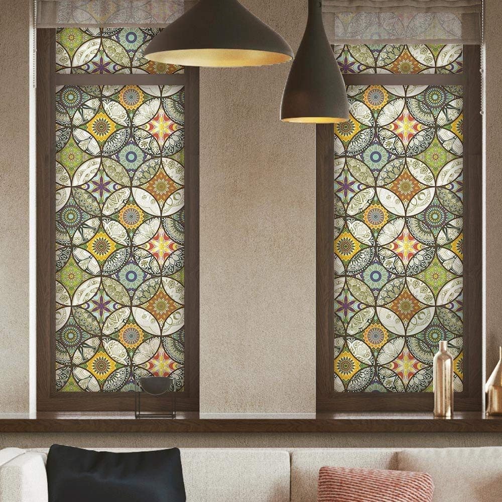 Static Cling-Free Decorative Window Film with Stained Glass Effect, Self-Adhesive Frosted Privacy Protection Film, 45cm x 500cm - Image 5