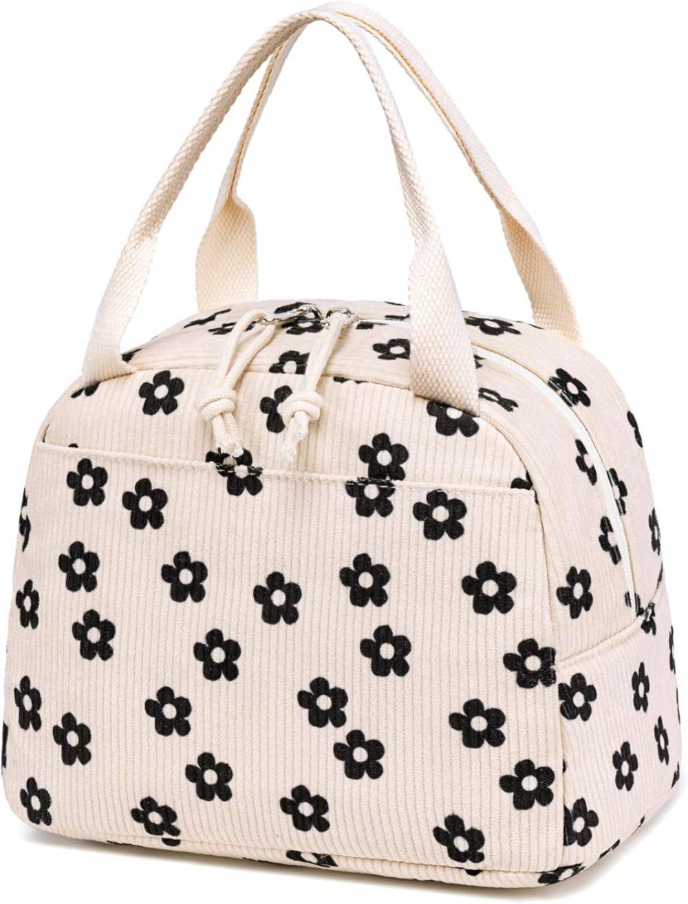 Insulated Corduroy Lunch Bag Cooler Leak-proof for Picnics and Work, 26cm - Image 2