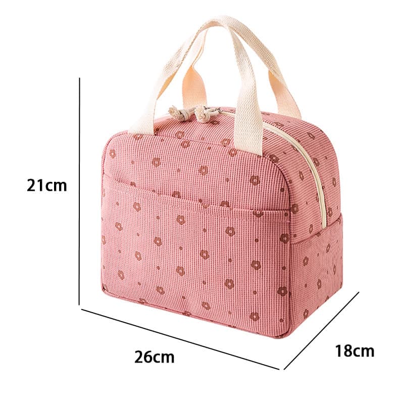 Insulated Corduroy Lunch Bag Cooler Leak-proof for Picnics and Work, 26cm - Image 5
