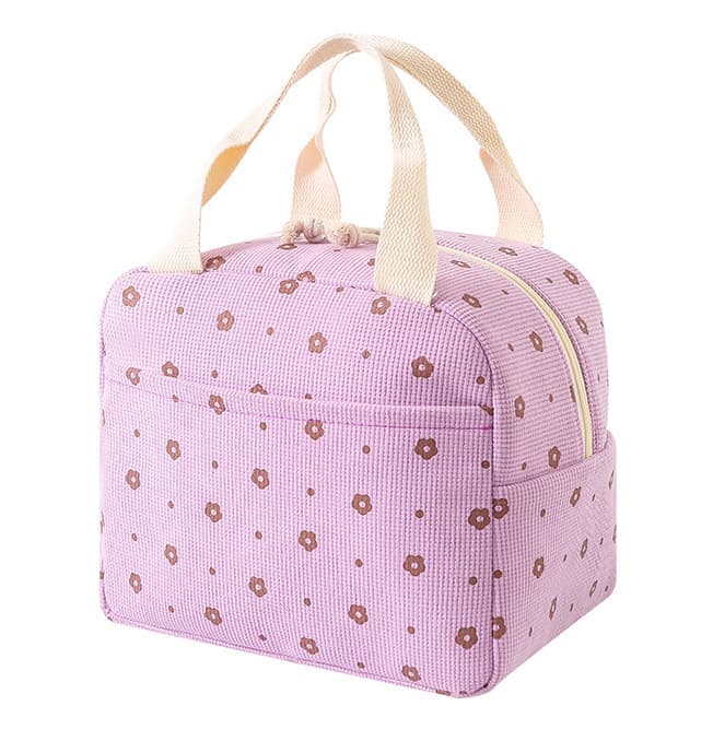 Insulated Corduroy Lunch Bag Cooler Leak-proof for Picnics and Work, 26cm - Image 1