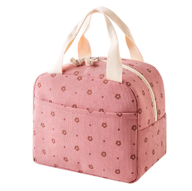Insulated Corduroy Lunch Bag Cooler Leak-proof for Picnics and Work, 26cm - Image 1