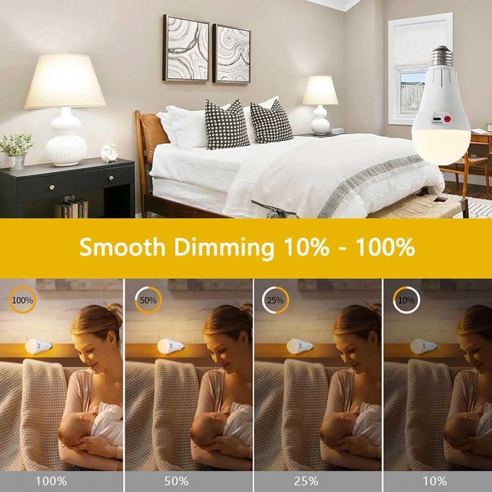 Rechargeable LED Bulb with 3 Color Temperatures 3000-6500K, Dimmable, Timer and Remote Control, E27 Lamp Holder, Wireless Night Light - Image 6