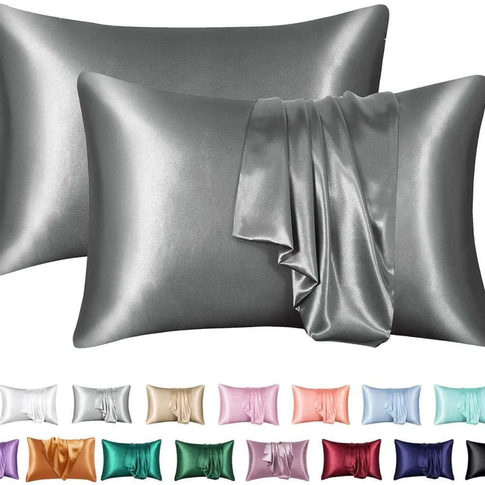 2-Pack Satin Pillowcase Silky Soft, 50 x 75cm, Dark Gray - Image 1