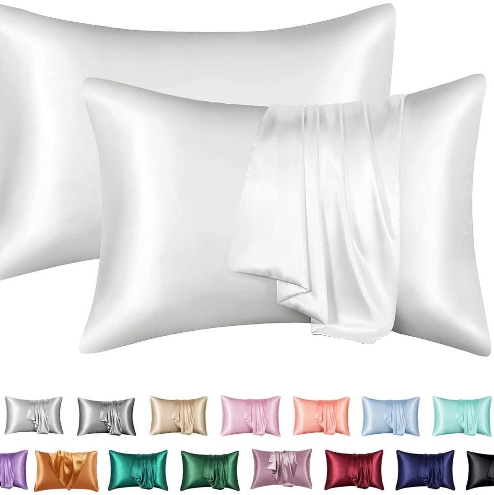 2-Pack Satin Pillowcase Silky Soft, 50 x 75cm, White - Image 1