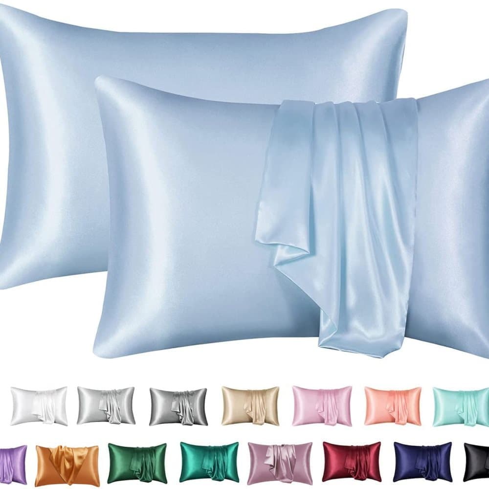 2-Pack Satin Pillowcase, Light Blue, 50 x 75cm - Image 1