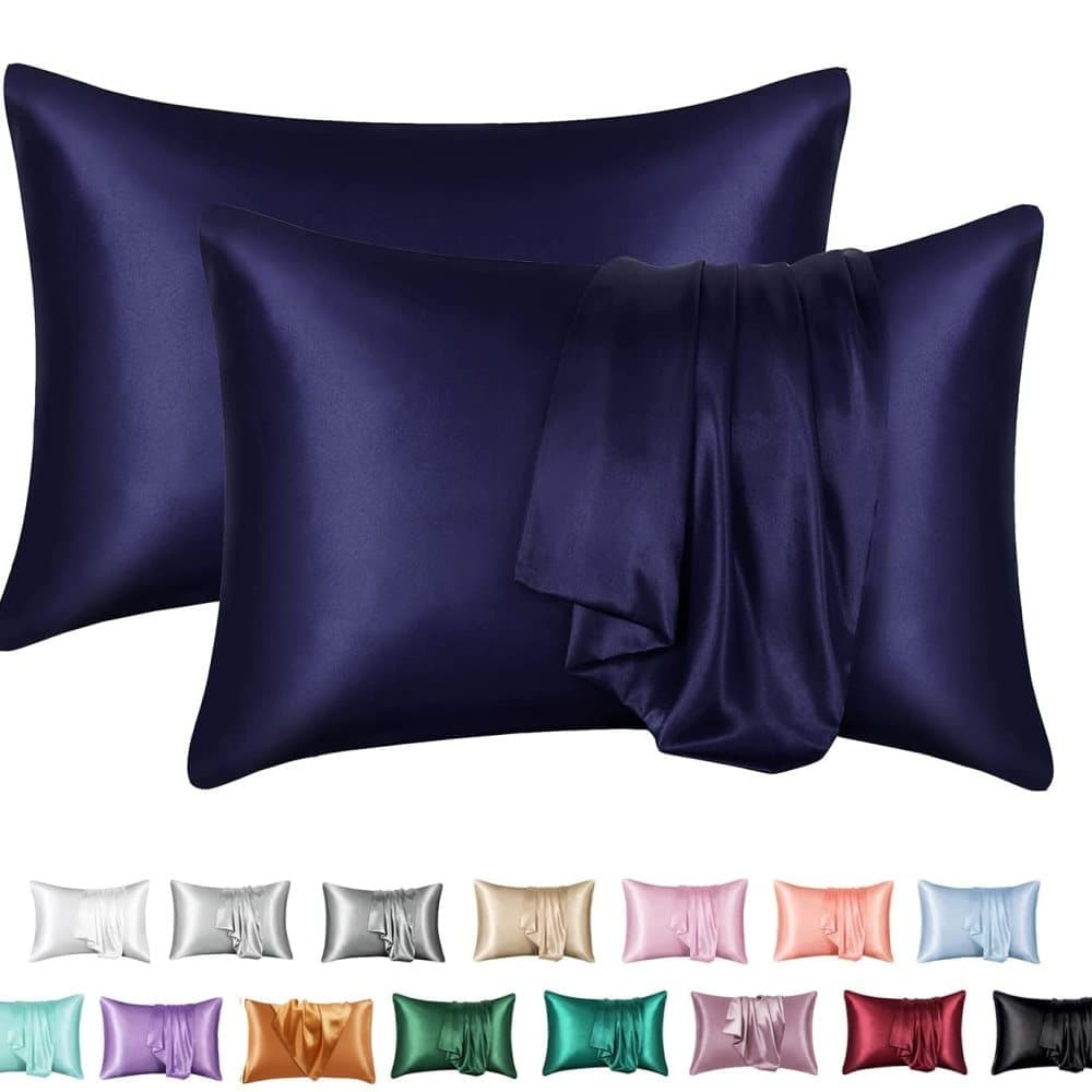 2-Pack Satin Pillowcase Silky Soft Dark Blue, 50 x 75cm - Image 1