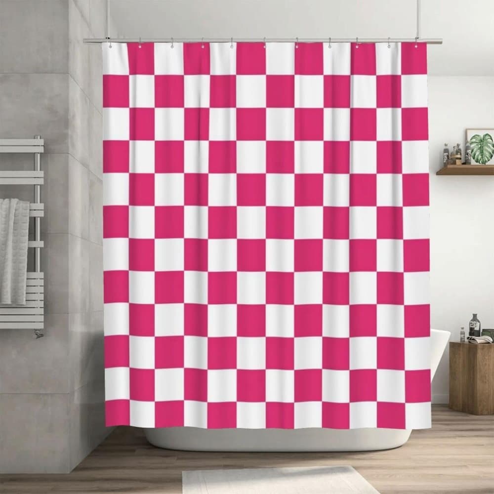 Checkered Shower Curtain, Retro Chess Pattern Vintage Aesthetics for Bathroom, 180x180 cm - Image 1