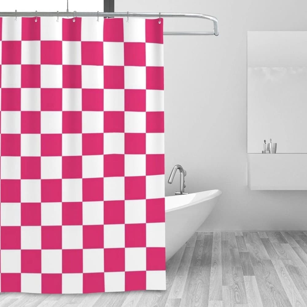 Checkered Shower Curtain, Retro Chess Pattern Vintage Aesthetics for Bathroom, 180x180 cm - Image 2