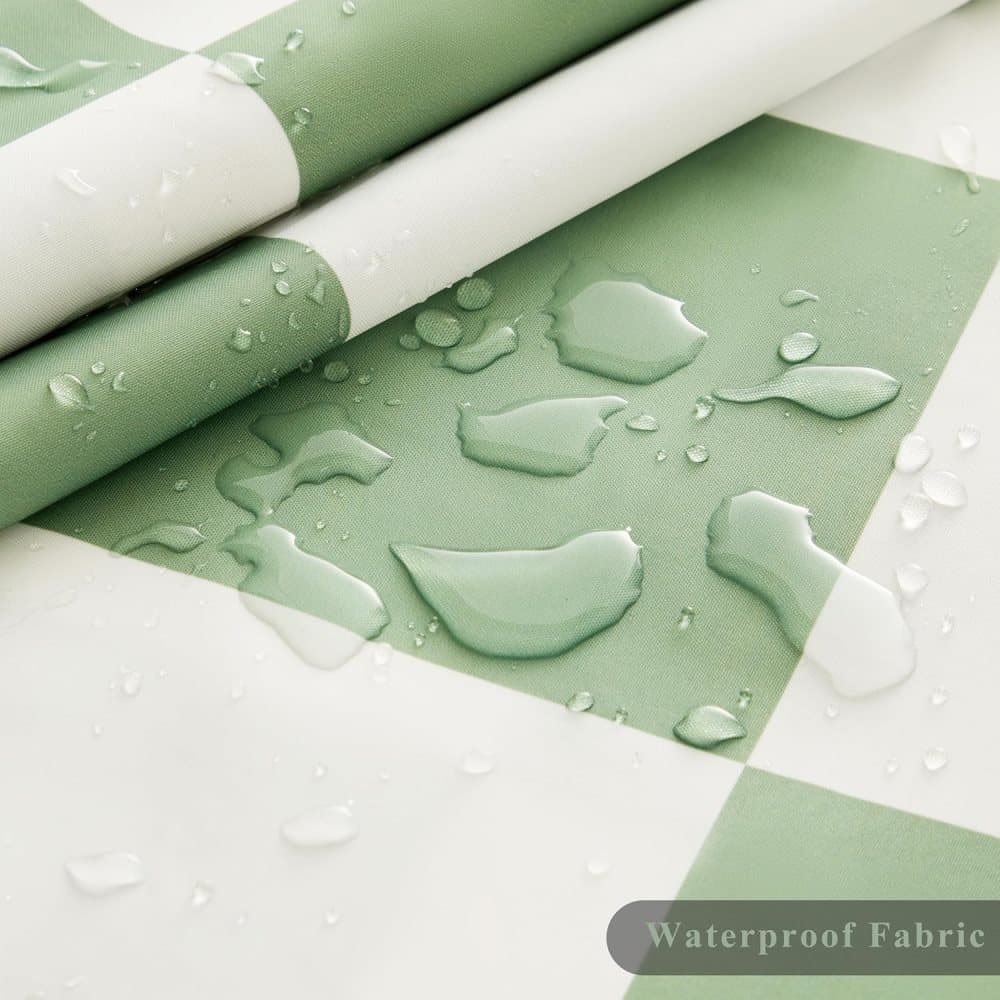 Green Checkered Shower Curtain with Retro Chess Pattern, 180x180 cm - Image 5
