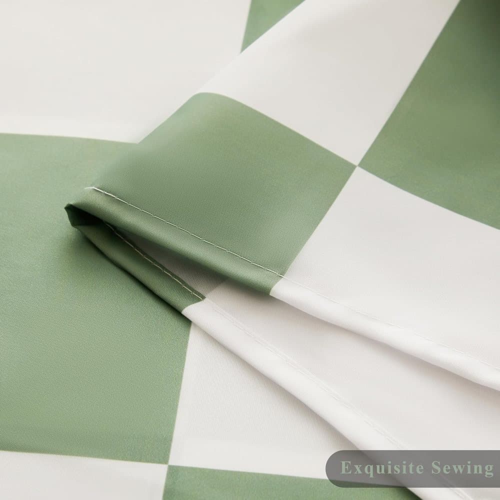 Green Checkered Shower Curtain with Retro Chess Pattern, 180x180 cm - Image 6
