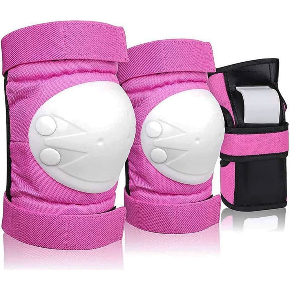 6-in-1 Protective Gear Set for Roller Skating Skateboarding, Adjustable Knee Elbow Wrist Guards, One Size, Pink - Image 1