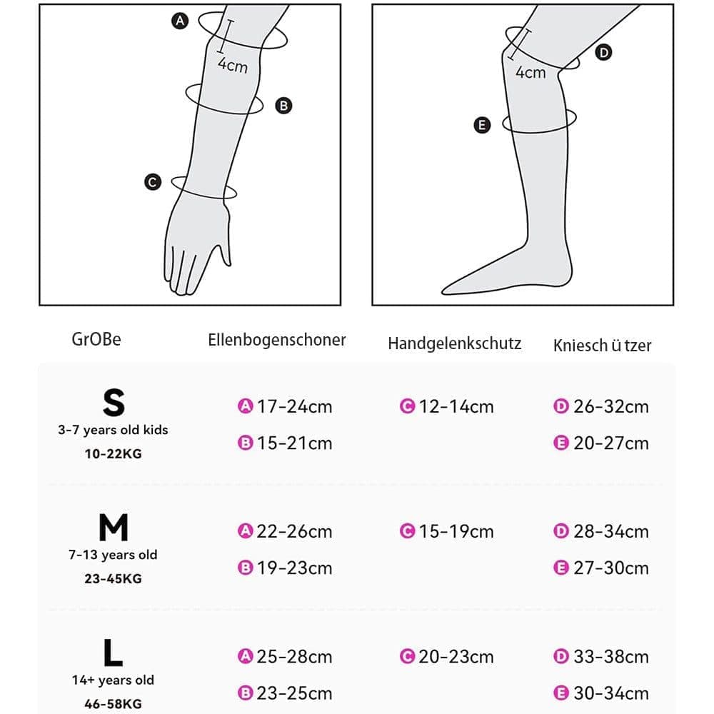 6-in-1 Protective Gear Set for Roller Skating Skateboarding, Adjustable Knee Elbow Wrist Guards, One Size, Pink - Image 4