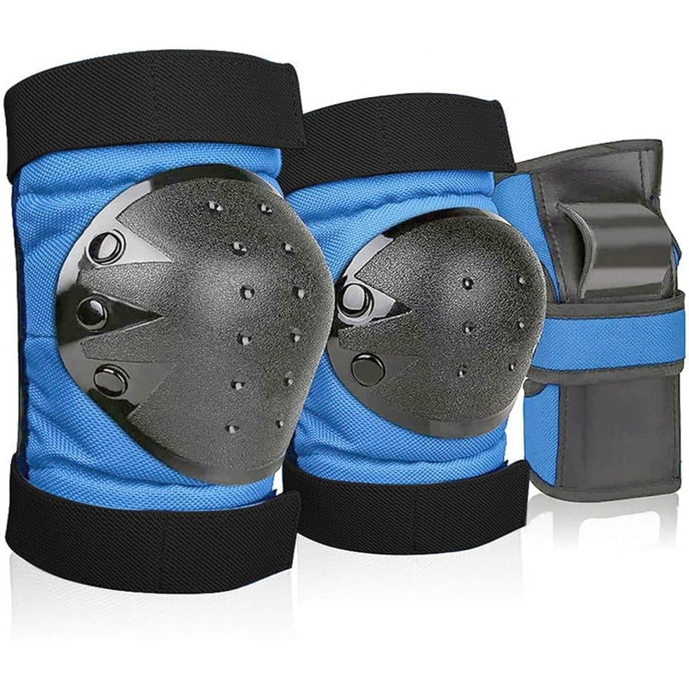 6-in-1 Protective Gear Set for Roller Skating Skateboarding, Adjustable Knee Elbow Wrist Guards, One Size, Blue - Image 1