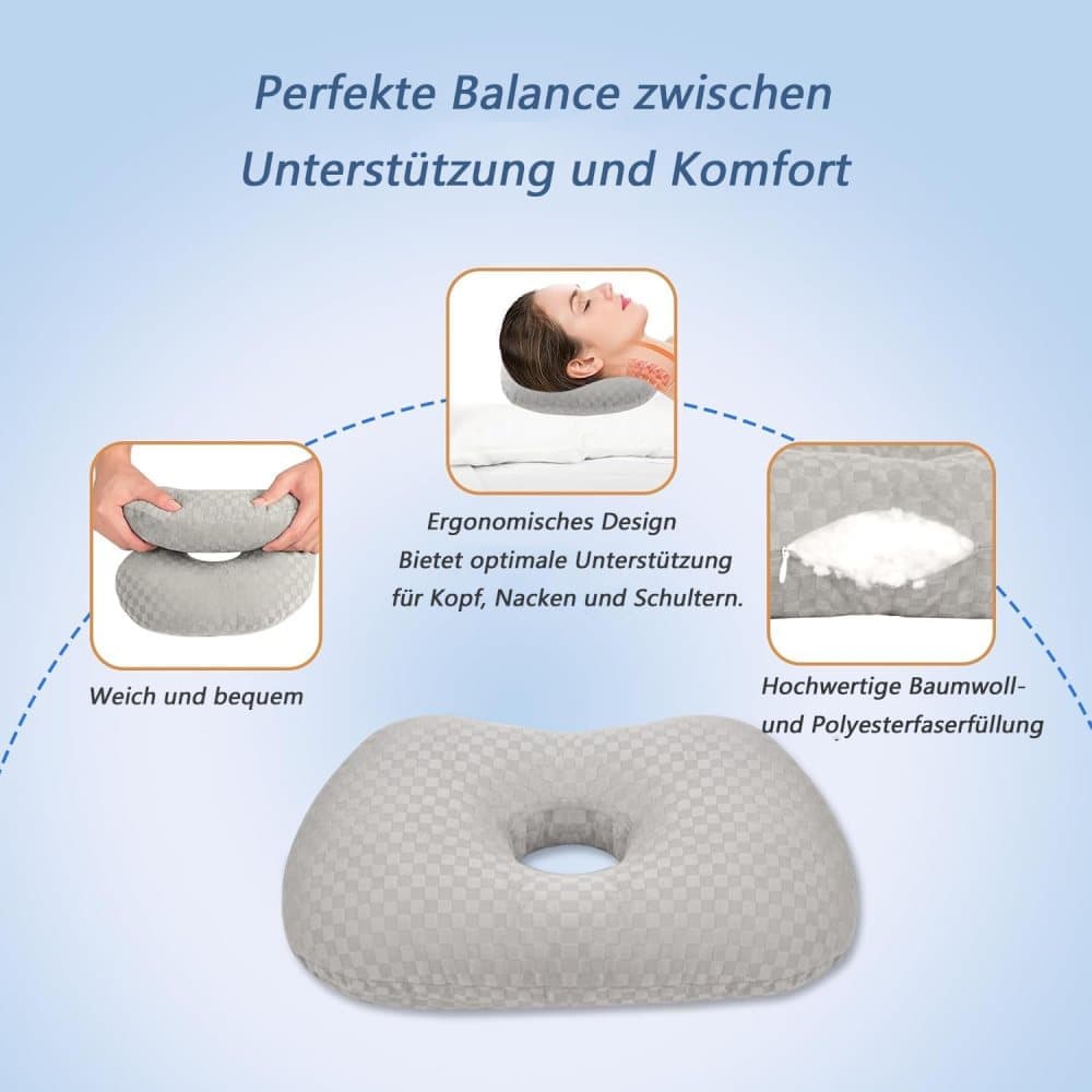 Microfiber Pillow with Ear Holes for Side Sleepers, Comfortable Perforated Design - Image 5
