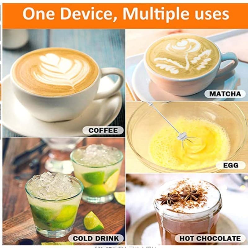 Electric Whisk USB Rechargeable with 3 Speeds, Egg Beater Milk Frother for Coffee and Cappuccino, Compatible with Most Brands, Black - Image 7