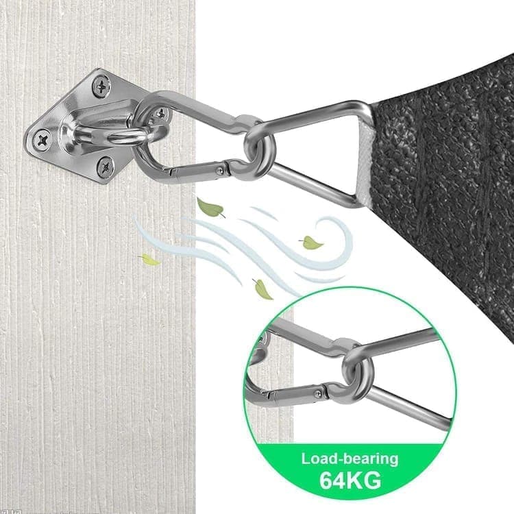 Sunshade Mounting Kit with Hooks Brackets Tension Screws Carabiners and Pad Eyes - Image 4