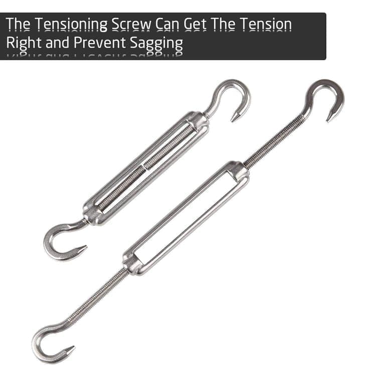 Sunshade Mounting Kit with Hooks Brackets Tension Screws Carabiners and Pad Eyes - Image 5