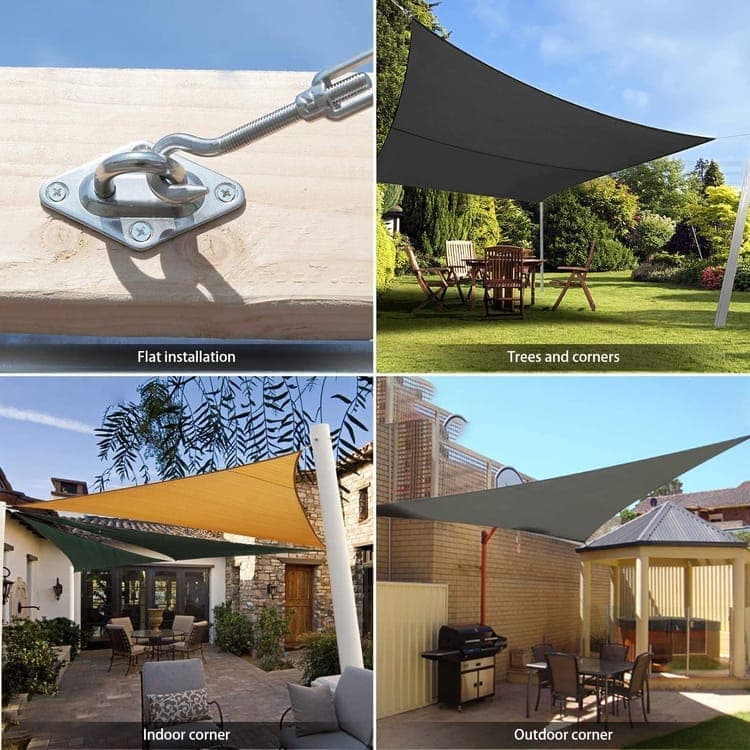 Sunshade Mounting Kit with Hooks Brackets Tension Screws Carabiners and Pad Eyes - Image 6