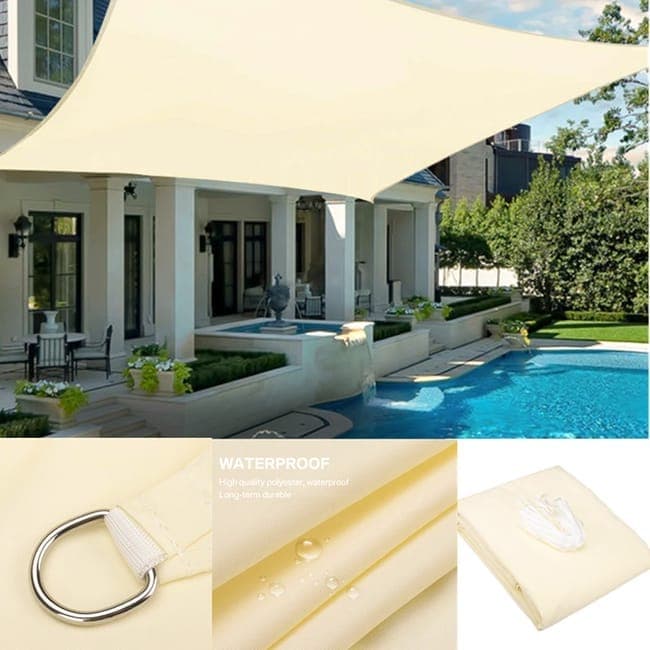 3m x 3m Waterproof UV-Protective Sun Sail for Garden Terrace Pool and Camping, 3X4M, Beige - Image 1