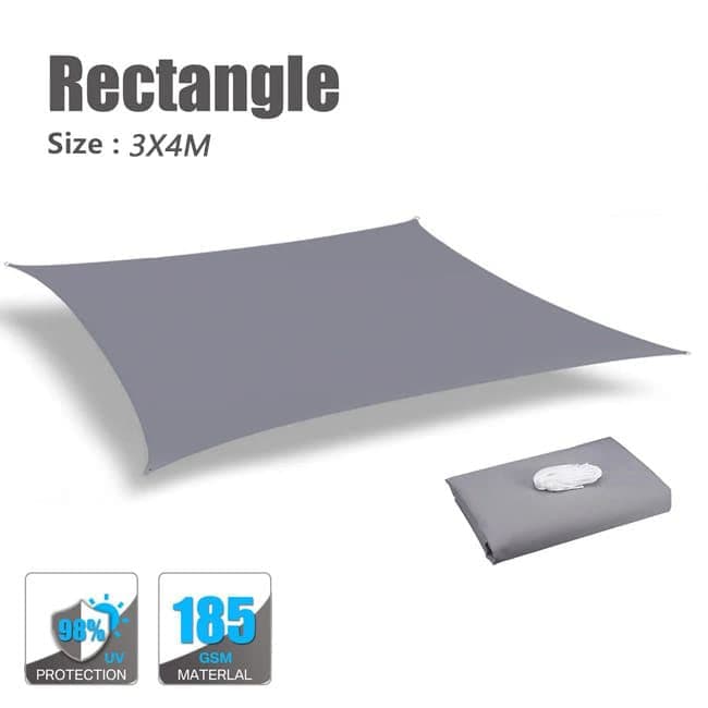 3X4M Sun Sail Waterproof UV Protective Outdoor Shade for Garden Terrace Pool Camping, Gray - Image 7