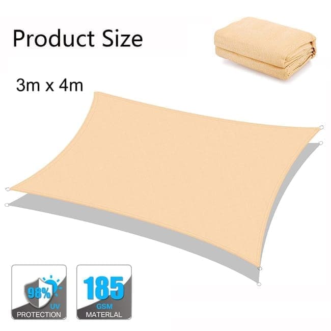 3X4M Sun Sail Waterproof UV Protective Outdoor Shade, Light Orange, for Garden Terrace Pool Camping - Image 8