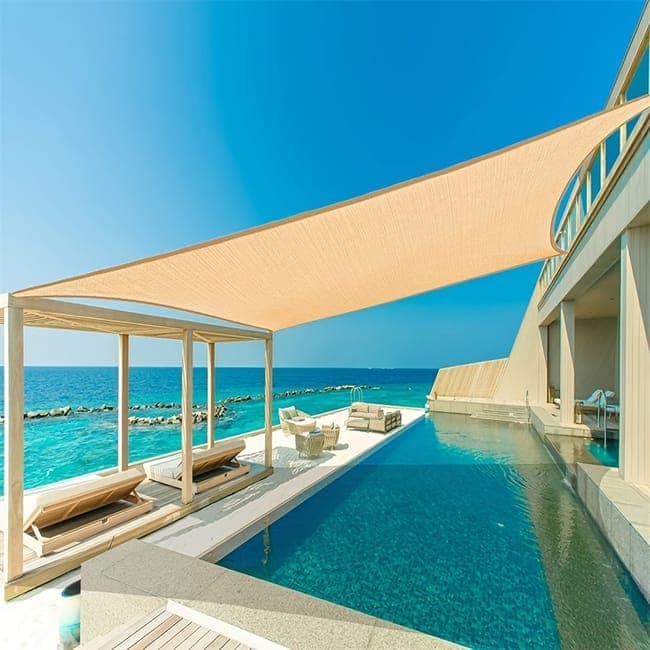 3m x 3m Waterproof UV Protective Sun Sail for Garden Terrace Pool and Camping, Light Orange - Image 3