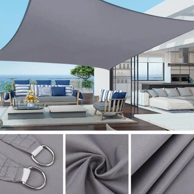 2X3M Waterproof UV-Protective Sun Sail for Outdoor Shade, Gray, 2x3m - Image 1