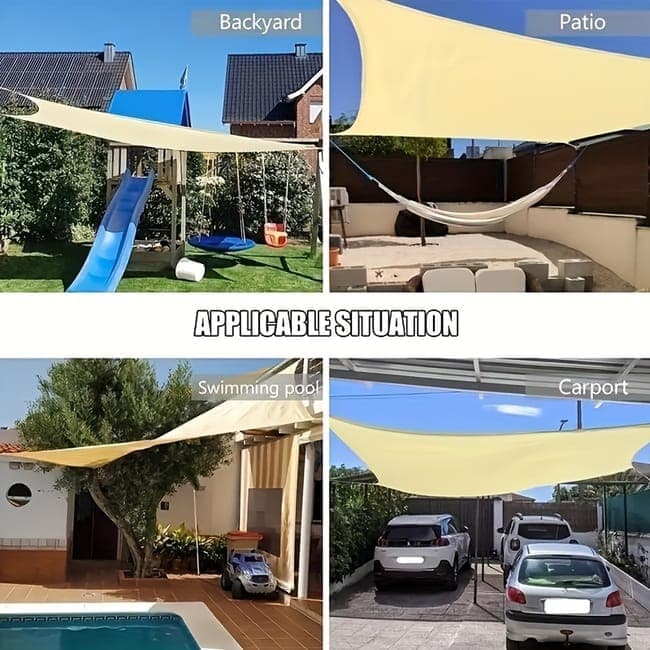 1 Pack Waterproof UV Protective Sun Sail for Garden Terrace Pool and Camping, 2x3M, Beige - Image 4