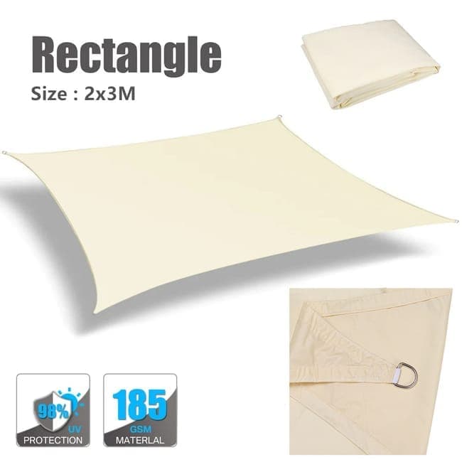 1 Pack Waterproof UV Protective Sun Sail for Garden Terrace Pool and Camping, 2x3M, Beige - Image 8