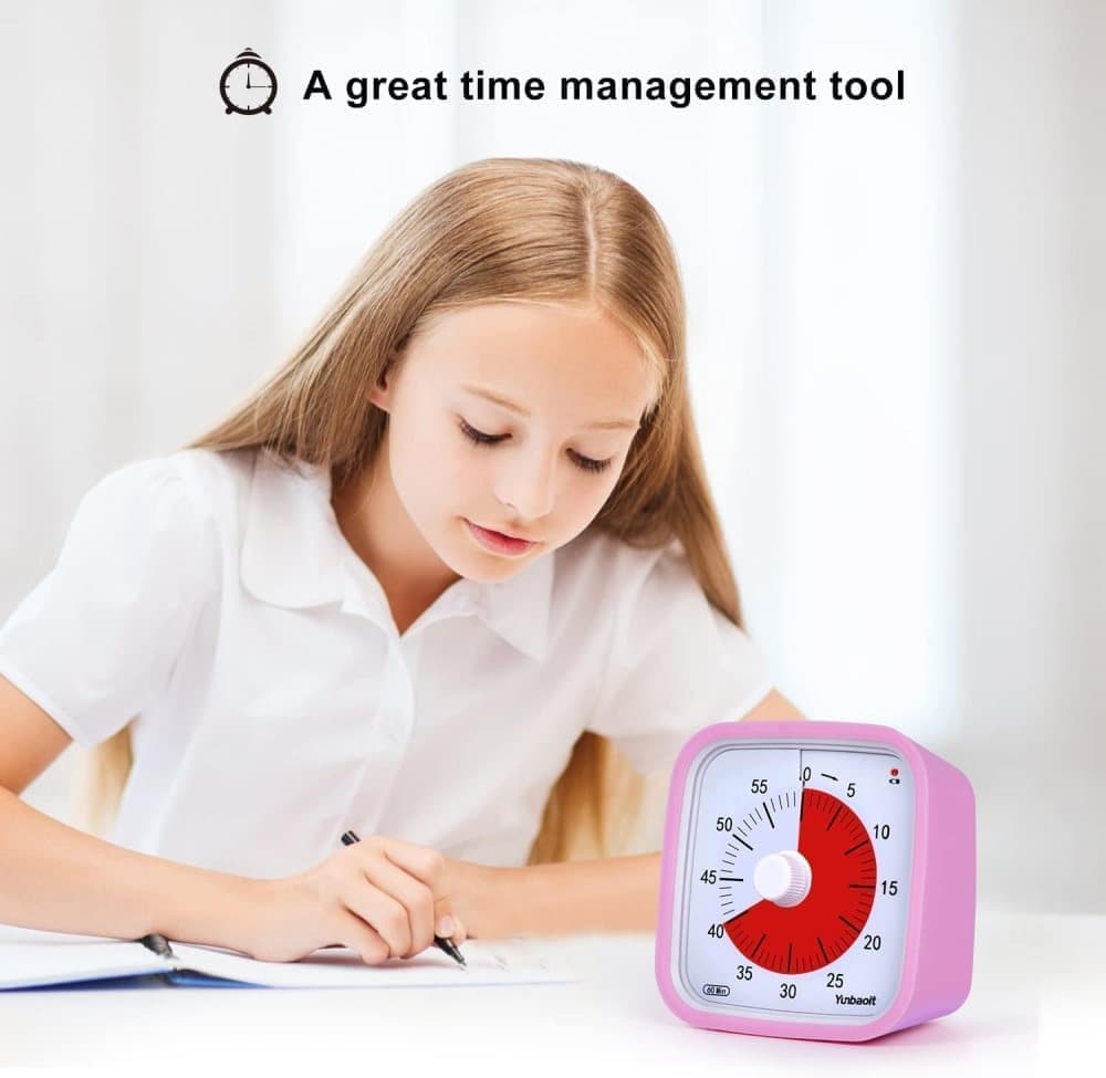 60 Minute Visual Timer for Kids and Classrooms, Adjustable Volume, Pink, 10x10 cm - Image 5
