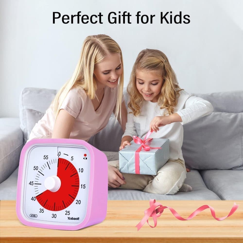 60 Minute Visual Timer for Kids and Classrooms, Adjustable Volume, Pink, 10x10 cm - Image 6