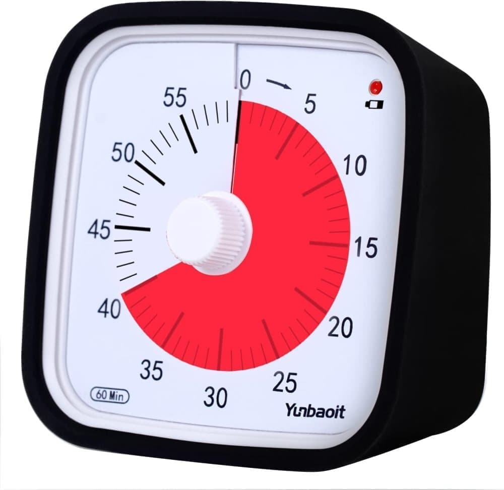 60 Minutes Visual Timer for Classrooms and Kids, Adjustable Volume, Black, 10x10 cm - Image 1