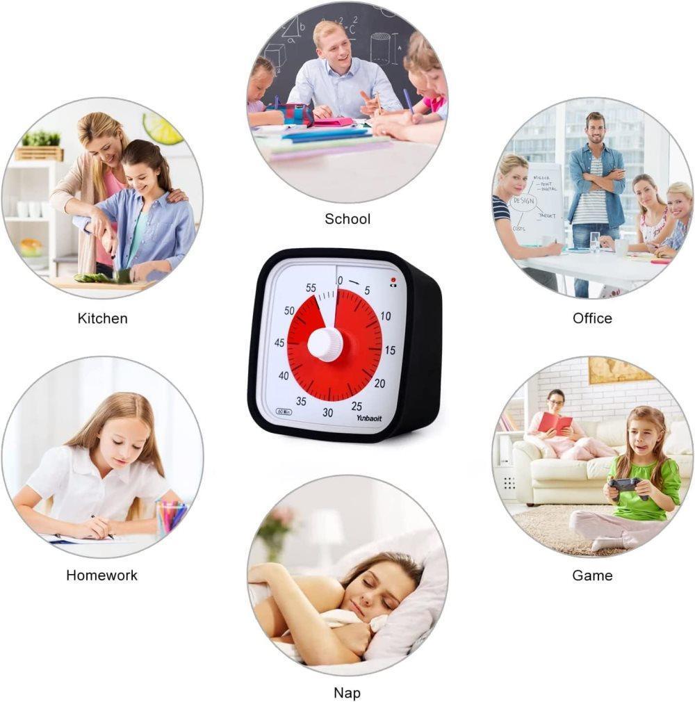 60 Minutes Visual Timer for Classrooms and Kids, Adjustable Volume, Black, 10x10 cm - Image 4
