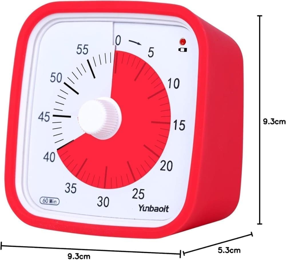 60 Minutes Visual Timer for Classrooms and Kids, Adjustable Volume, 10x10 cm, Red - Image 7