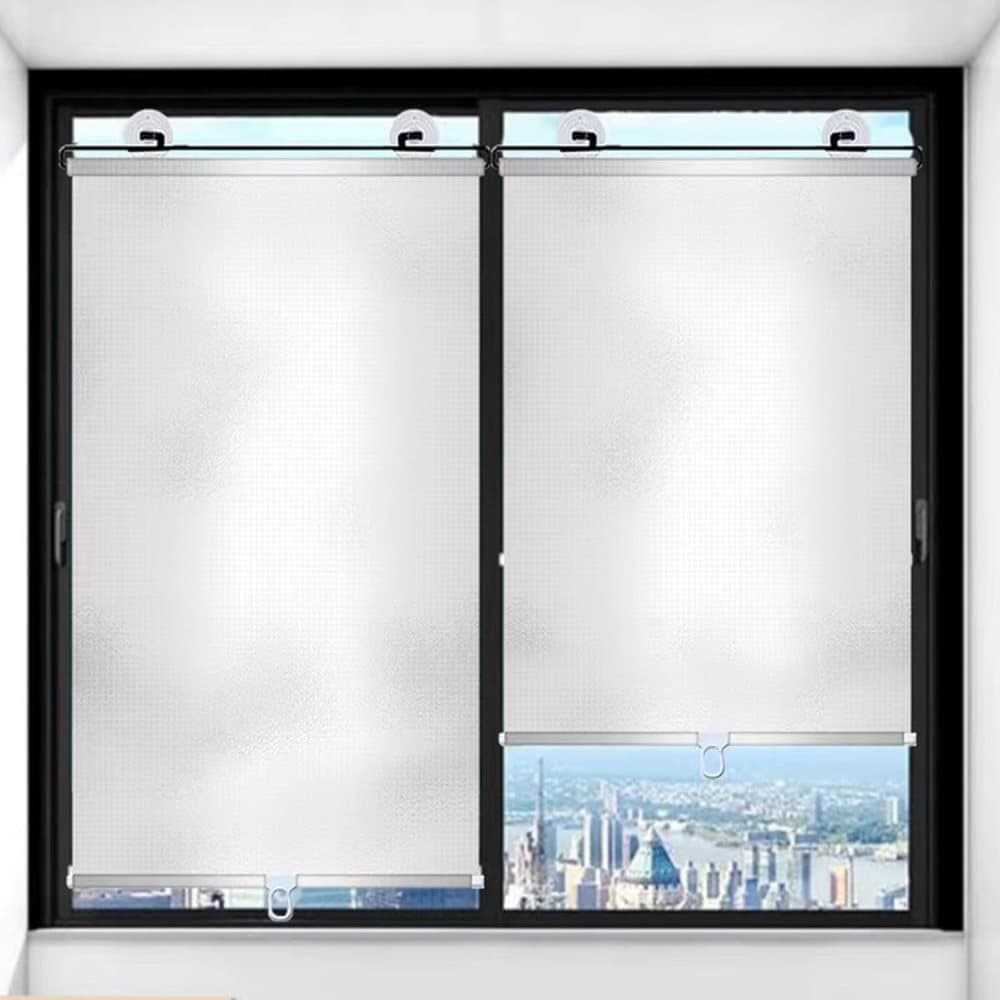 2-Pack Blackout Roller Blinds with Suction Cups, Telescopic Portable Sunshade, Silver, 50×125CM - Image 1