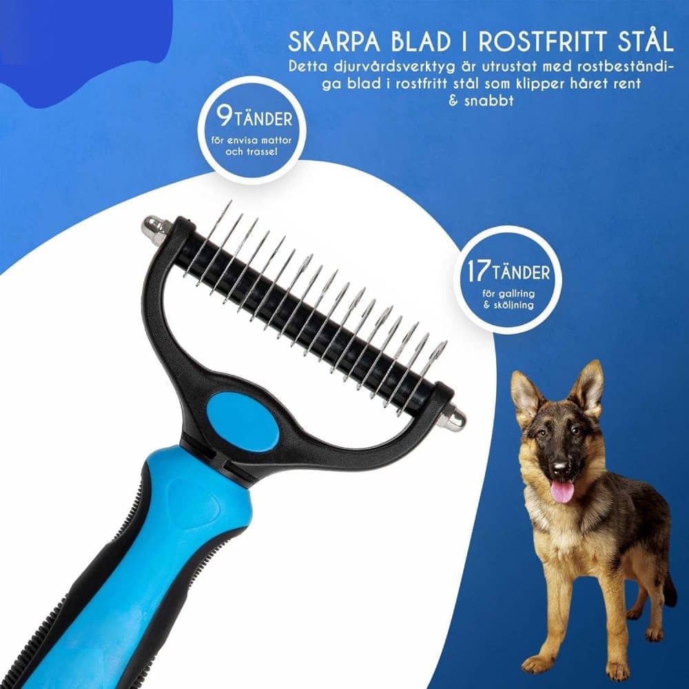 Dog Cat Undercoat Grooming Comb with Stainless Steel Blade, Blue - Image 4