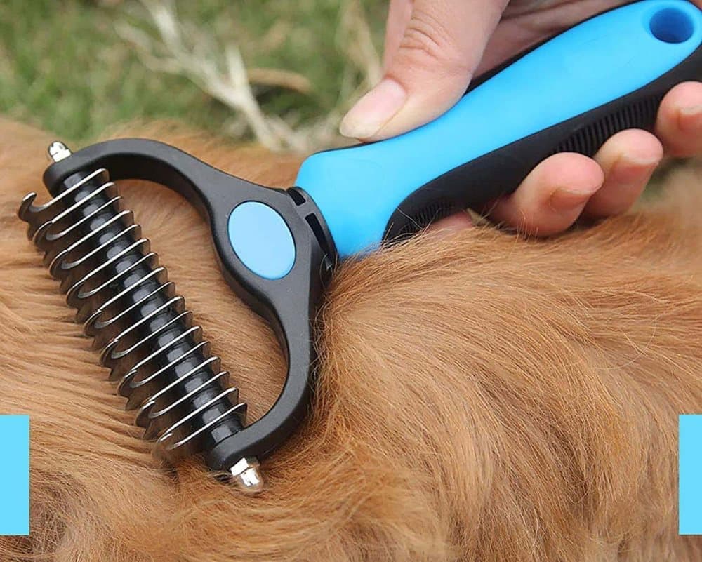 Dog Cat Undercoat Grooming Comb with Stainless Steel Blade, Blue - Image 8