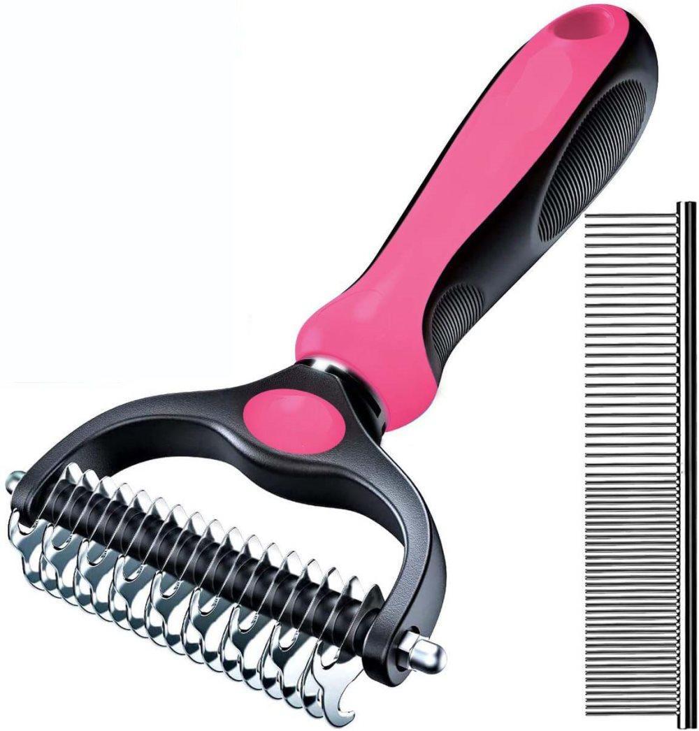 Pet grooming undercoat comb for dogs and cats, compatible with Oral-B Braun Xiaomi Philips Samsung, Pink - Image 1