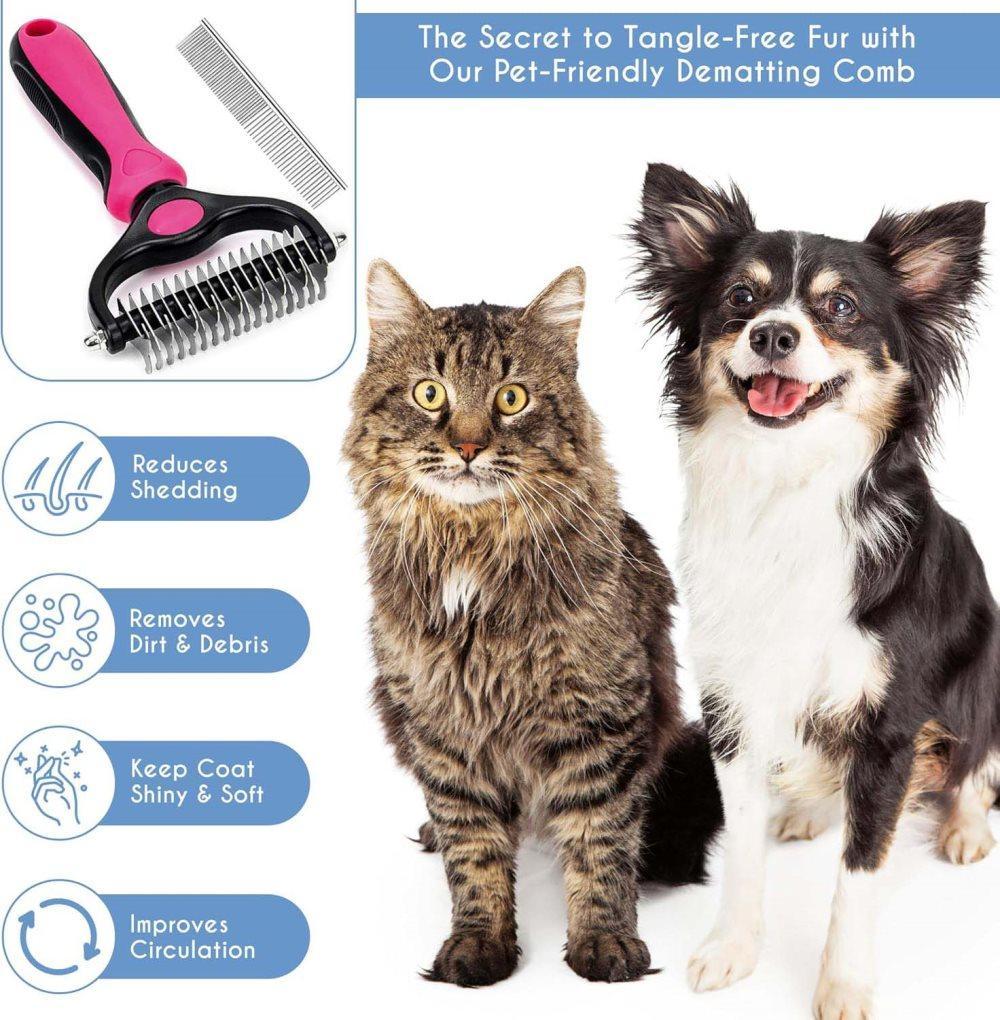Pet grooming undercoat comb for dogs and cats, compatible with Oral-B Braun Xiaomi Philips Samsung, Pink - Image 2