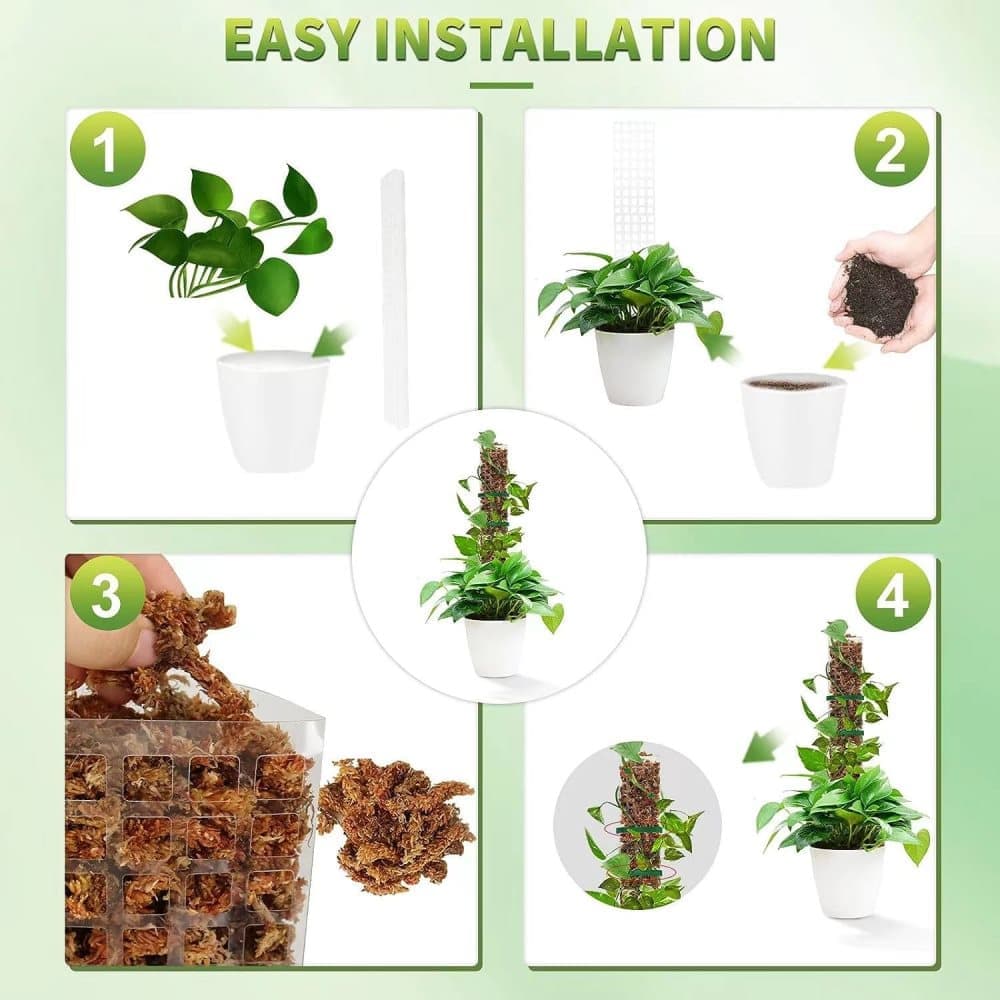 6 pcs Climbing Plant Moss Stakes with Garden Ties, Plastic, 10 Pack - Image 3