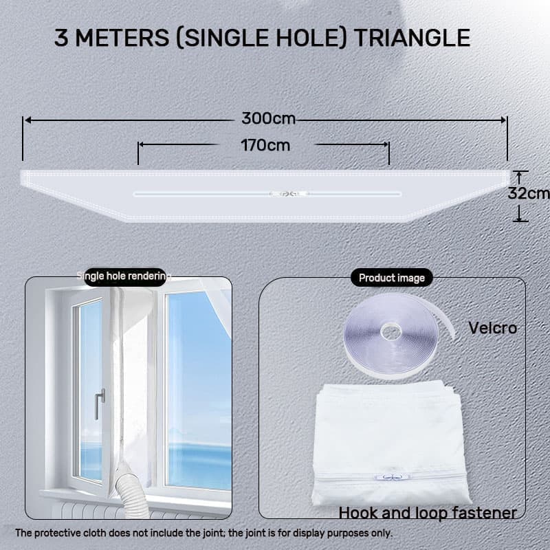 Window Seal for Portable AC with Zipper and Tape, Compatible with All Mobile Air Conditioners, 300 x 32cm - Image 2