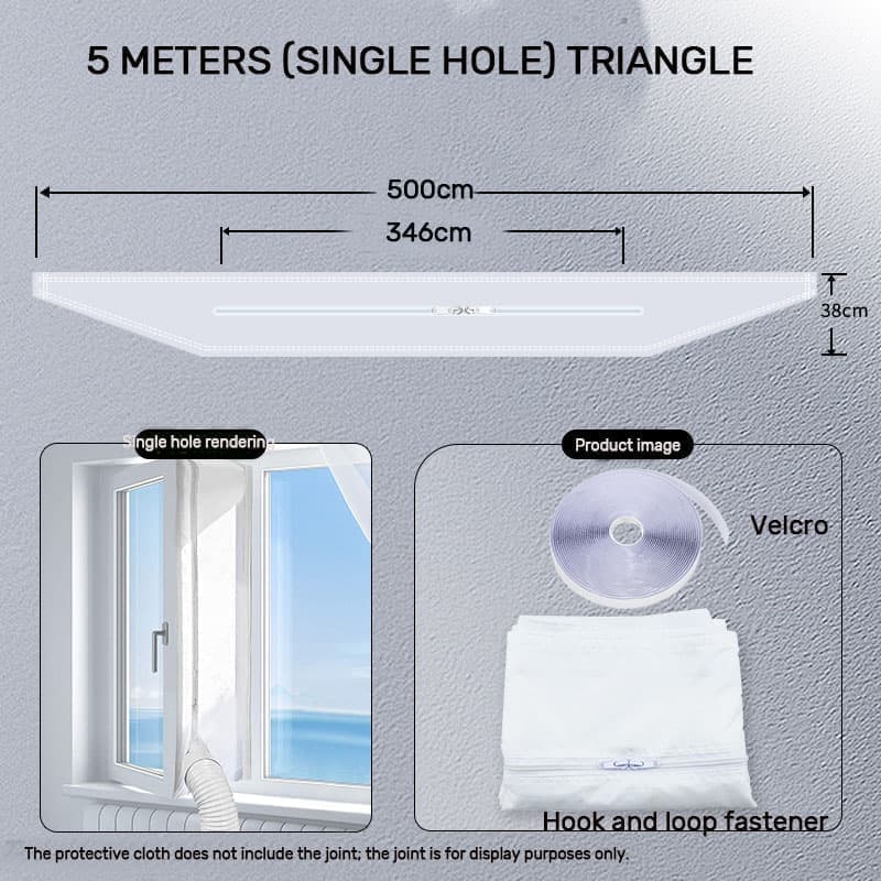 Window Seal for Portable AC, 500 x 38cm, Sealing Cloth with Zipper and Tape, Compatible with All Mobile Air Conditioners - Image 2