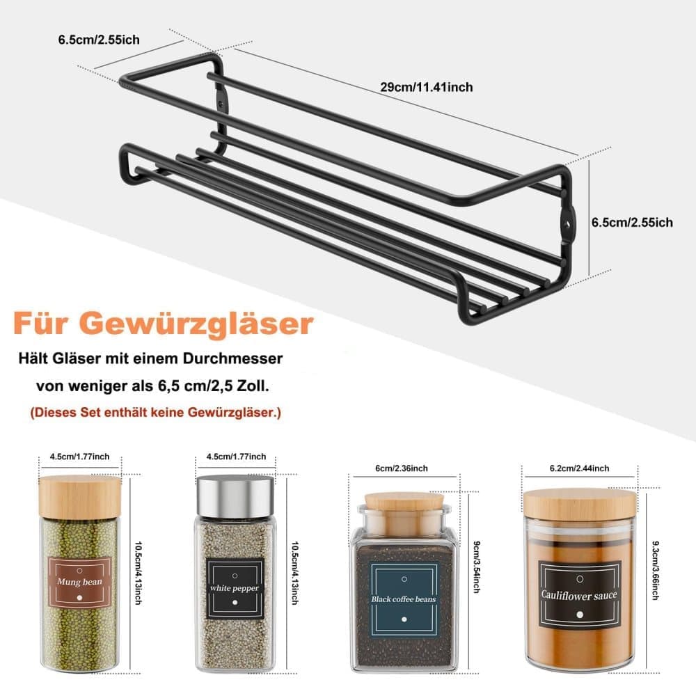 2-Piece Stainless Steel Spice Rack Wall Mounted for Home Organization, Silver - Image 2